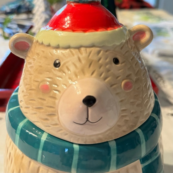 Bear Cookie Jar- 10” tall - Sleigh Bell Bistro - Picture 2 of 7